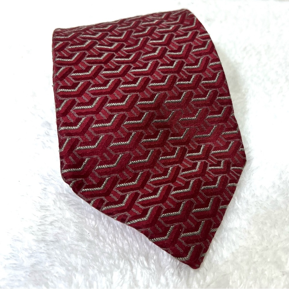 Vintage Valentino Dark Red Burgundy Patterned Silk Neck Tie
